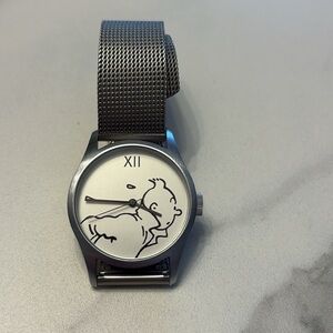 Tintin & Co watch featuring Hergé, stainless steel watch and mesh band.